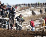 Katie Compton (Trek Cyclocross Collective) was briefly in the rare position of chasing - with Nicole Duke leading the first half lap.  © Meg McMahon