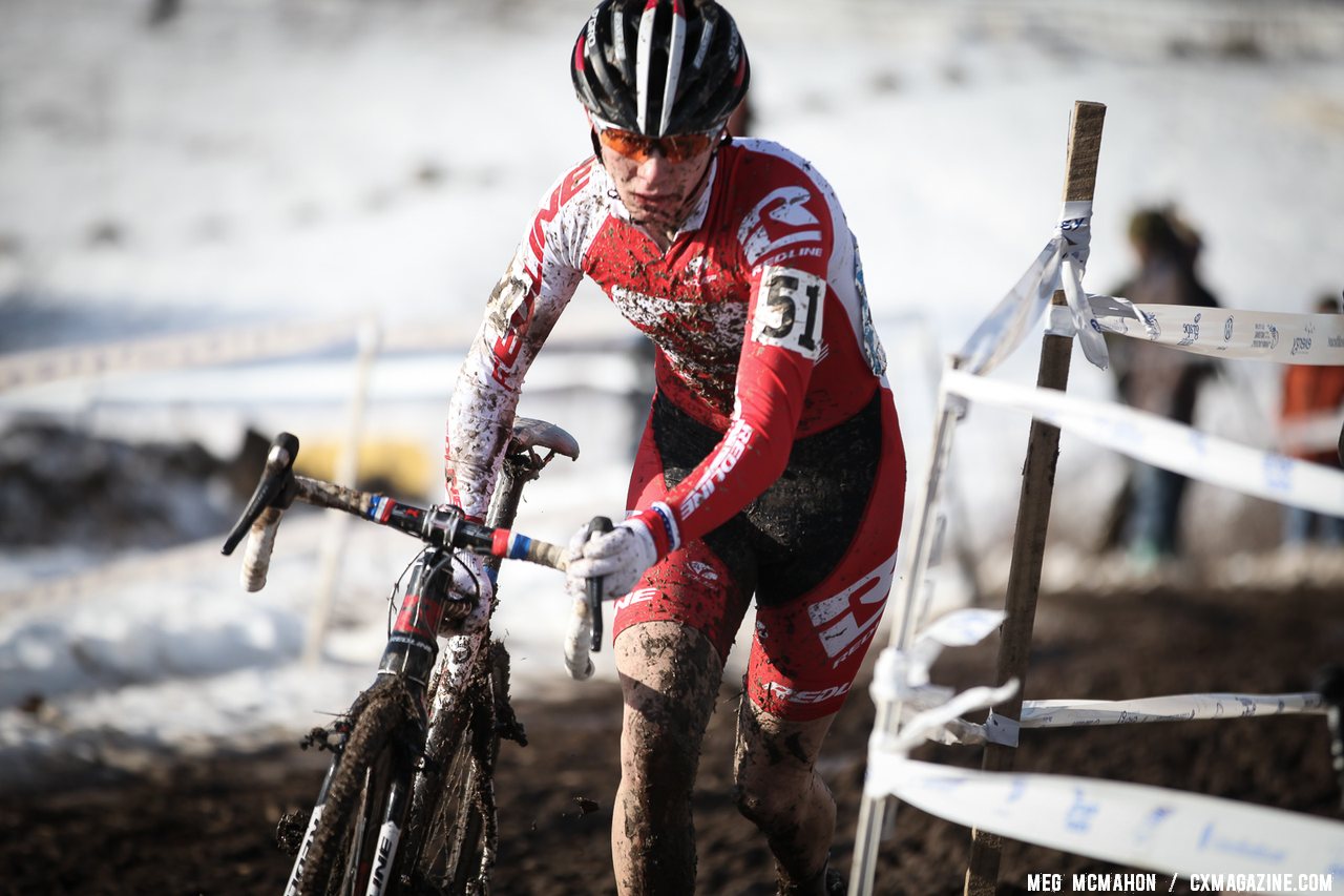 Redline\'s Logen Owen raced to a commanding win in his prep for Worlds. Junior Men 17-18, 2013 Cyclocross National Championship. © Meg McMahon