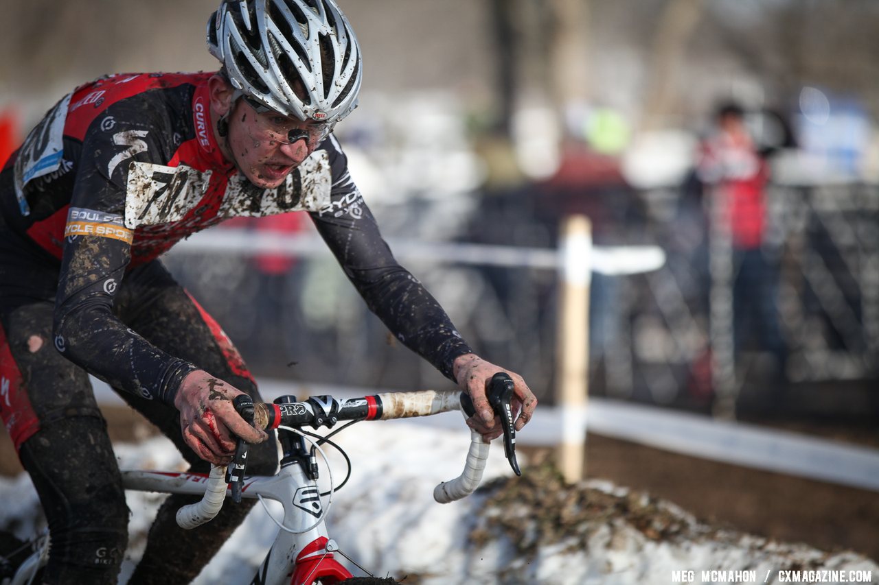 Garrett Gerchar from Boulder race to 12th. Junior Men 17-18, 2013 Cyclocross National Championship. © Meg McMahon