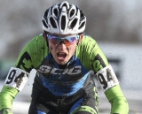 Tyler Schwartz focused on finding fast lines in the mud. Junior Men 17-18, 2013 Cyclocross National Championship. © Meg McMahon