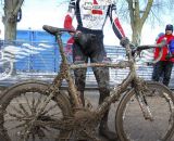 Gunner Dygert's mud-covered bike. Junior 17-18 men, 2013 Cyclocross National Championships. © Cyclocross Magazine
