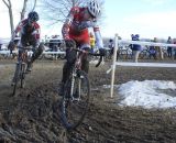 Ian McPherson leading Nolan Brady in the chase of Owen and a podium spot. © Cyclocross Magazine