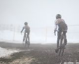Philip Hempstead navigates the fog and mud to chase a 15th place.   © Meg McMahon