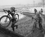 Tall barriers create quite a challenge for the shorter, young racers, even with light carbon wheels. © Cyclocross Magazine