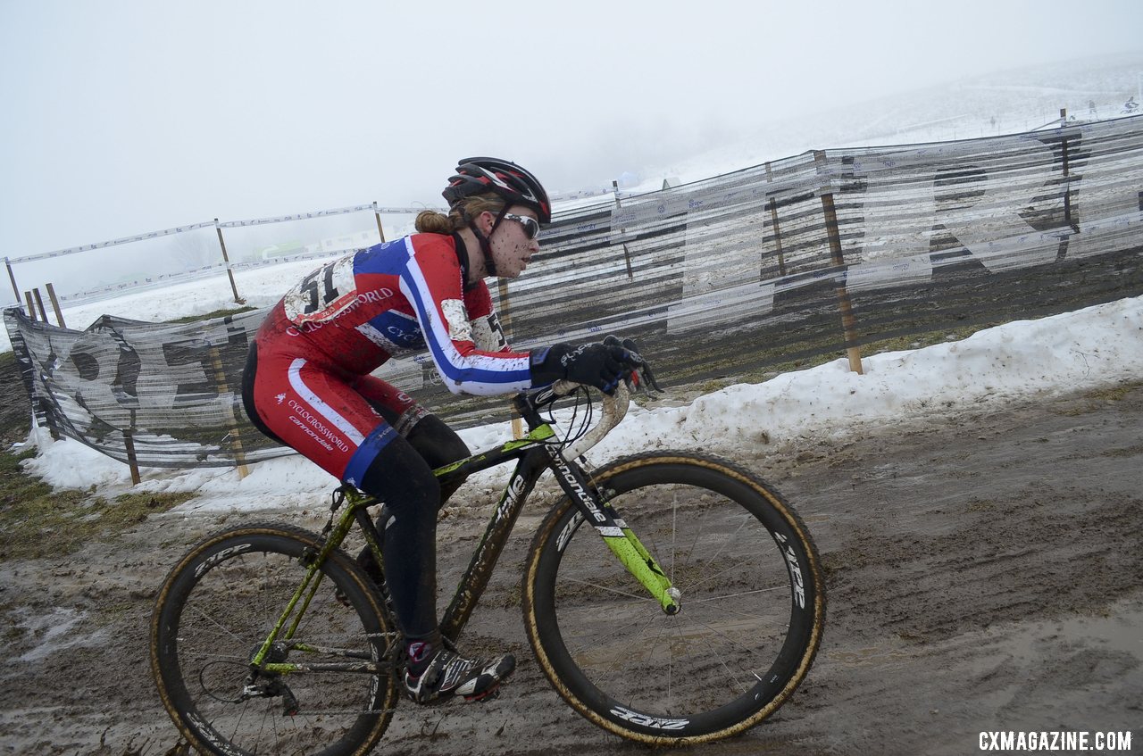 Emma White alone in the lead in her title defense of the Junior Women 15-16 crown. © Cyclocross Magazine