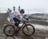 Kathering Santos realizes going sideways is far better than going down. © Cyclocross Magazine