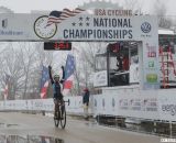 Ellen Noble was jubilant with her victory in the 17-18 Junior Women's race. © Cyclocross Magazine