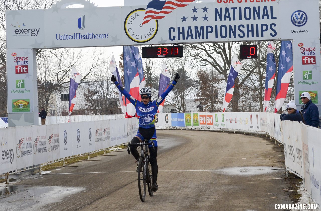 Karen Brems added her second victory in two days, winning both the Masters 50-54 and the B Race. © Cyclocross Magazine