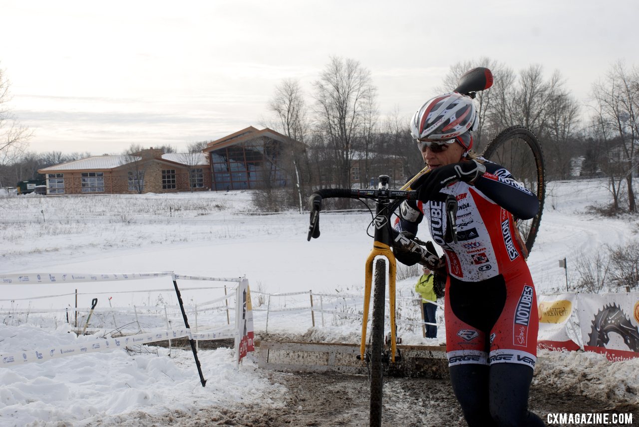 Gibson (NoTubes) running the barriers. 2013 Cyclocross National Championships. © Cyclocross Magazine