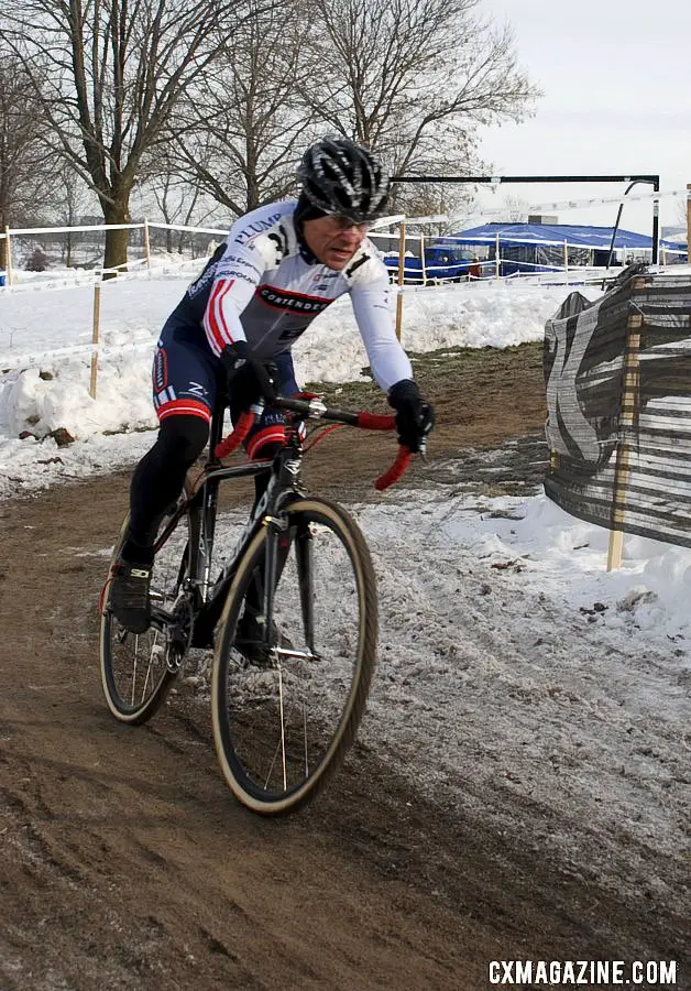 Lewis Rollins defended his 65-69 title well until the last 10 feet. 2013 Cyclocross National Championships. ©Cyclocross Magazine