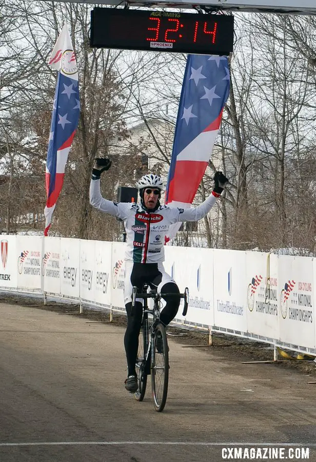 Townsend with a big lead for the 60-64 title. 2013 Cyclocross National Championships. ©Cyclocross Magazine