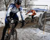 Leone Pizzini from PA came on strong to catch Rollins at the line. ©Cyclocross Magazine