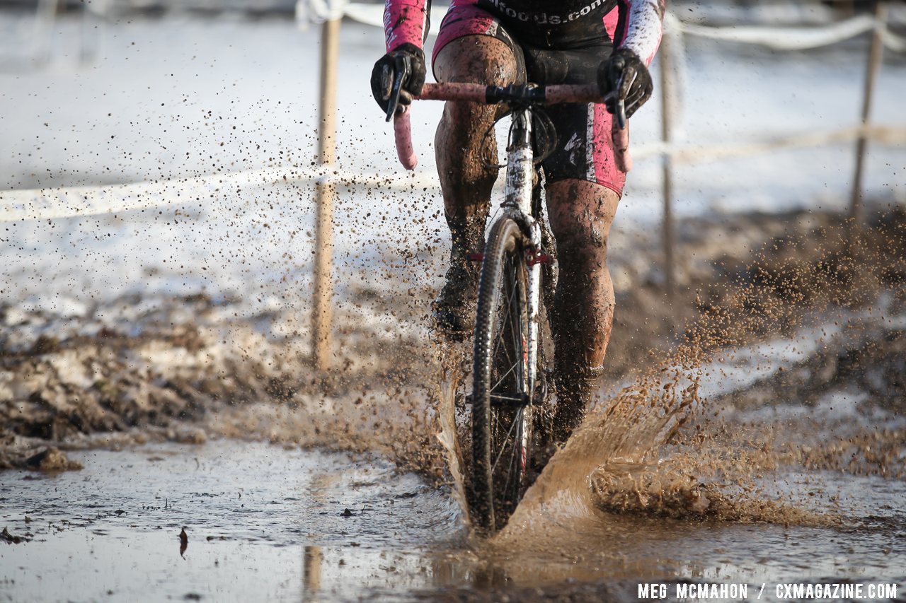 There was plenty of mud and puddles to freeze the feet. Masters Men 40-44, 2013 Cyclocross Nationals.  © Meg McMahon