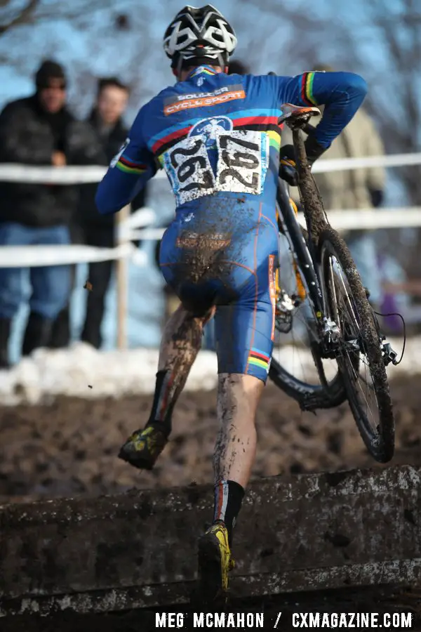 Webber running away from the field. Masters Men 40-44, 2013 Cyclocross Nationals.  © Meg McMahon