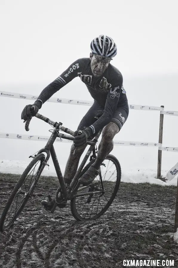 Jon Cariveau (Moots), 2nd last year nad Cross Vegas industry race winner, determined to add a Masters 45-49 title. @ Cyclocross Magazine