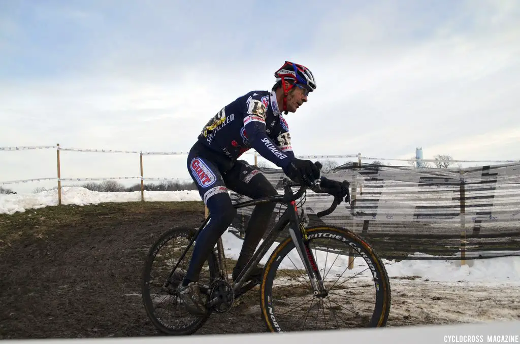 Henry Kramer in the lead. Masters 55-59, 2013 Cyclocross National Championships. ©Cyclocross Magazine