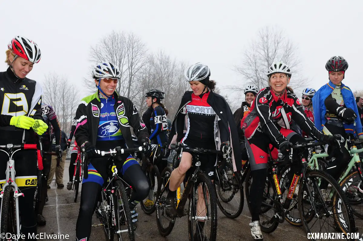 Nervous moments before the start: Masters Women 30-34. 2013 Cyclocross Nationals. © Dave McElwaine