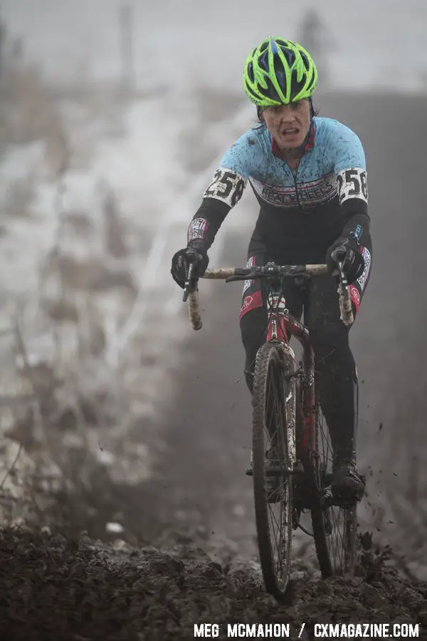 Anna Dingman, racing to 17th. Masters Women 30-34, 2013 Cyclocross Nationals. © Meg McMahon