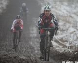 Rebecca Blatt took an early lead and would finish 3rd. Masters Women 30-34, 2013 Cyclocross Nationals. © Meg McMahon