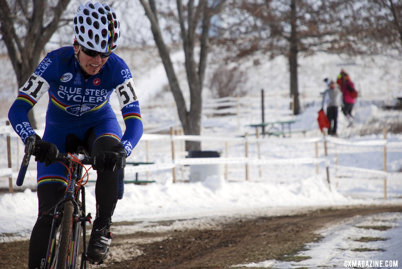 Sarvary in command to defend her 55-59 national championships title. ©Cyclocross Magazine