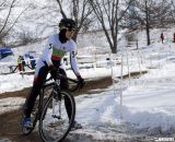 Patricia Kaufmann negotiates thes slippery corners. 2013 Cyclocross National Championships. ©Cyclocross Magazine