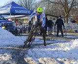 Craig railed the corners, and used the snowbanks to his advantage. © Cyclocross Magazine