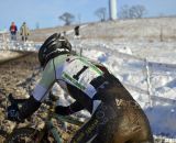 Bradford raced with the pressure of defending a title and being #1. It got the best of his rear tire. © Cyclocross Magazine