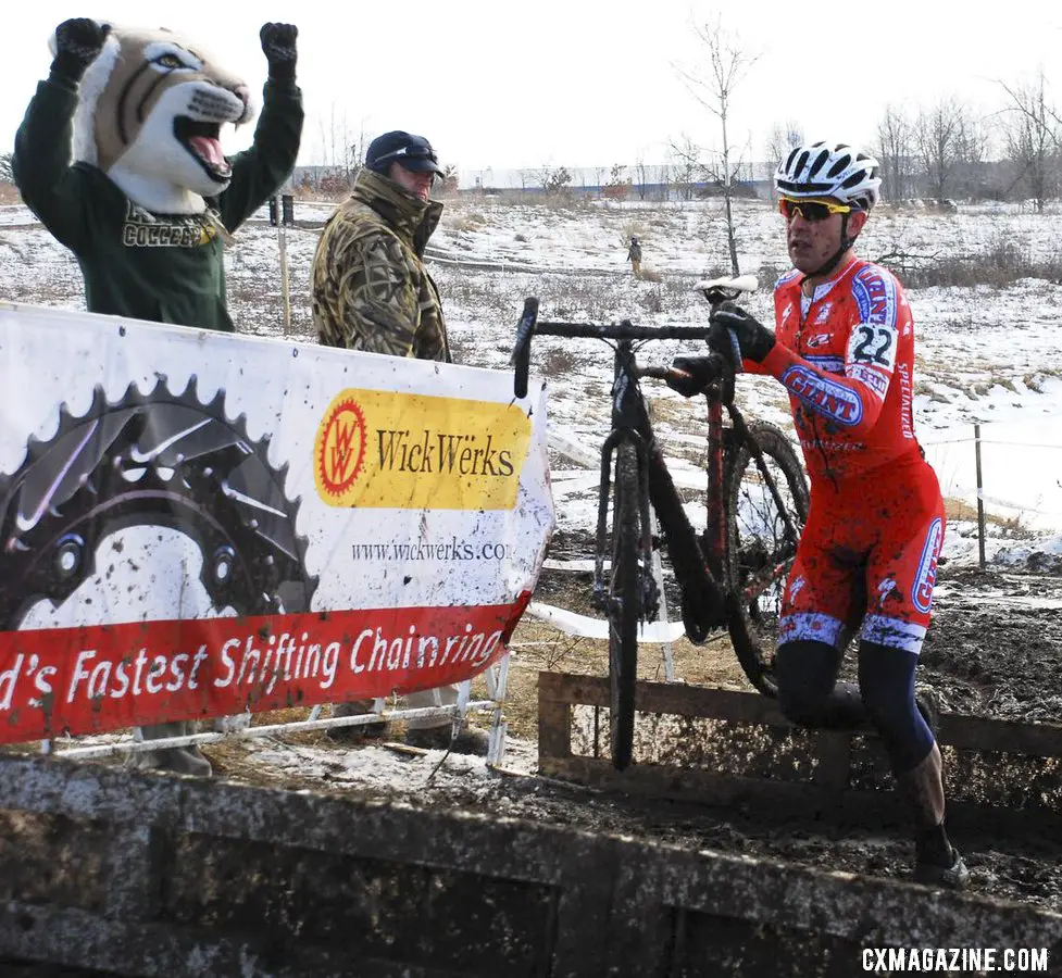 Yannick Eckmann with a big first lap lead in the U23 Men\'s race.  © Cyclocross Magazine