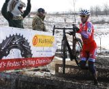 Yannick Eckmann with a big first lap lead in the U23 Men's race.  © Cyclocross Magazine