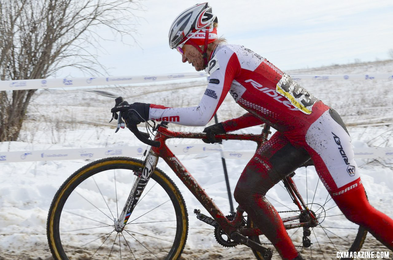 Butler on the barrier run-up. Masters Women 40-44, 2013 National Championships. © Cyclocross Magazine