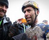 Cyclocross Magazine's Robbie Carver speaks with a happy Tim Johnson © Meg McMahon