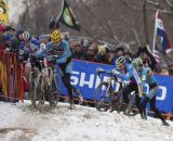 The battle for third in the Junior Men's race was incredibly tight at the 2013 Cyclocross World Championships. © Cyclocross Magazine