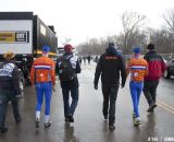 The Dutch team is ready to celebrate the 1-2 finish. 2013 Cyclocross World Championships, Junior Men. © Cyclocross Magazine