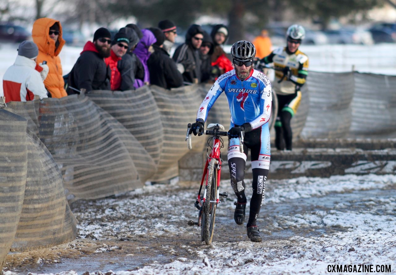 Kevin McConnell leads Thomas Turner in their chase of Tom Burke. © Cyclocross Magazine