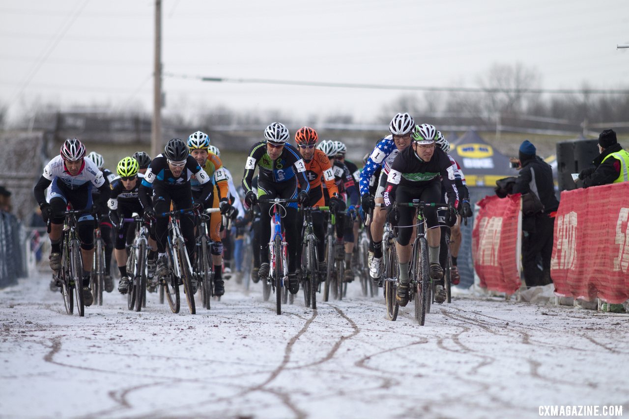 The Masters men took to the course in frigid, but muddy, conditions © Cyclocross Magazine