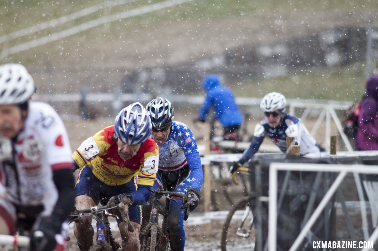 The tight battle for the 65-69 title. © Cyclocross Magazine