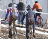 Myrah wasn't alone and the chase was on at 2013 Cyclocross World Championships, Masters 45-49. © Cyclocross Magazine