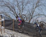 Don Myrah battling with Jon Cariveau in the tightest race of the day. 2013 Cyclocross World Championships, Masters 45-49. © Cyclocross Magazine