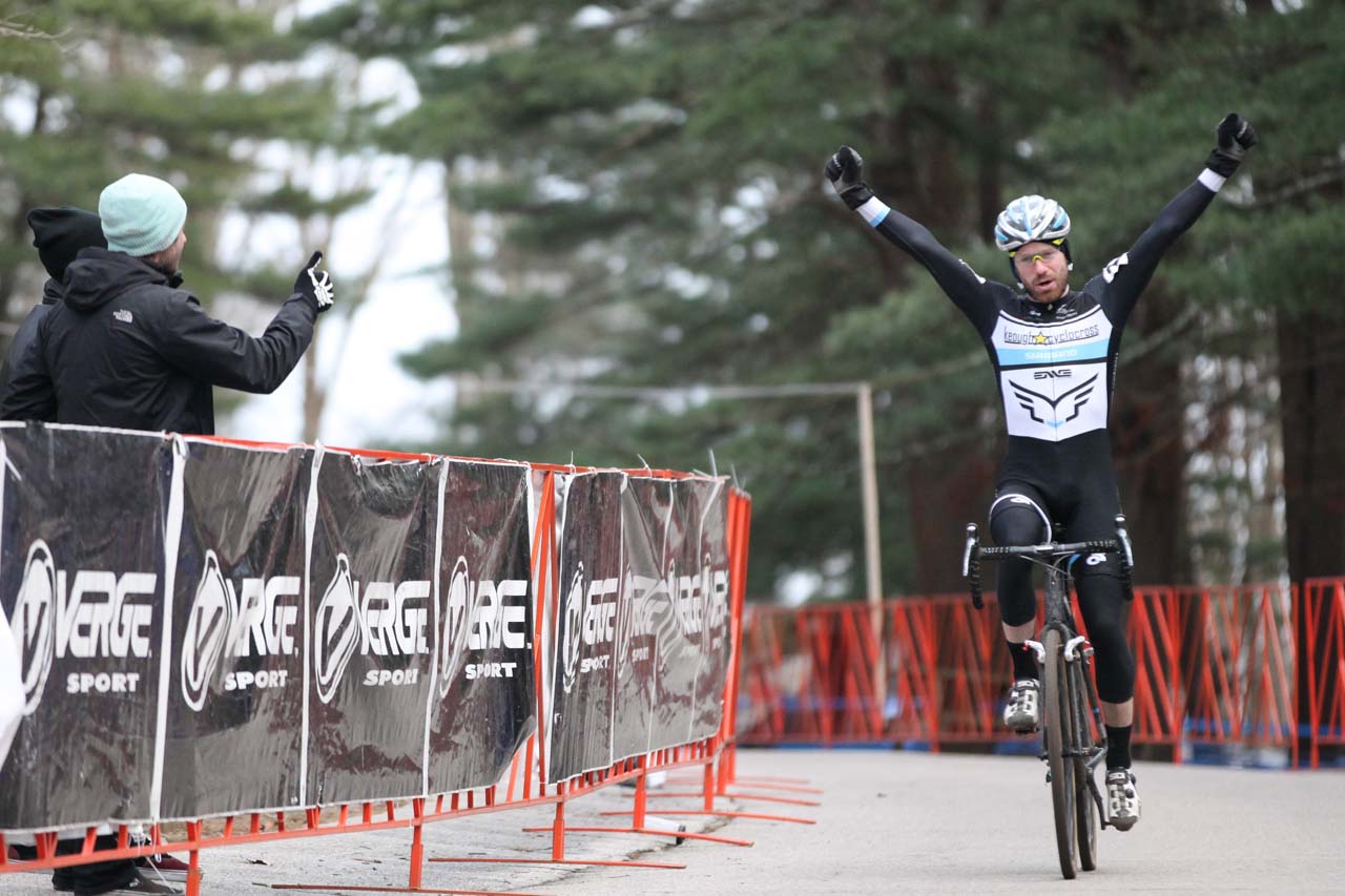 Milne wins the race and with it the Shimano NEPCX Series. © Meg McMahon