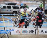 Jerome Townsend leads Adam Myerson and Luke Keough through the barriers. © Meg McMahon