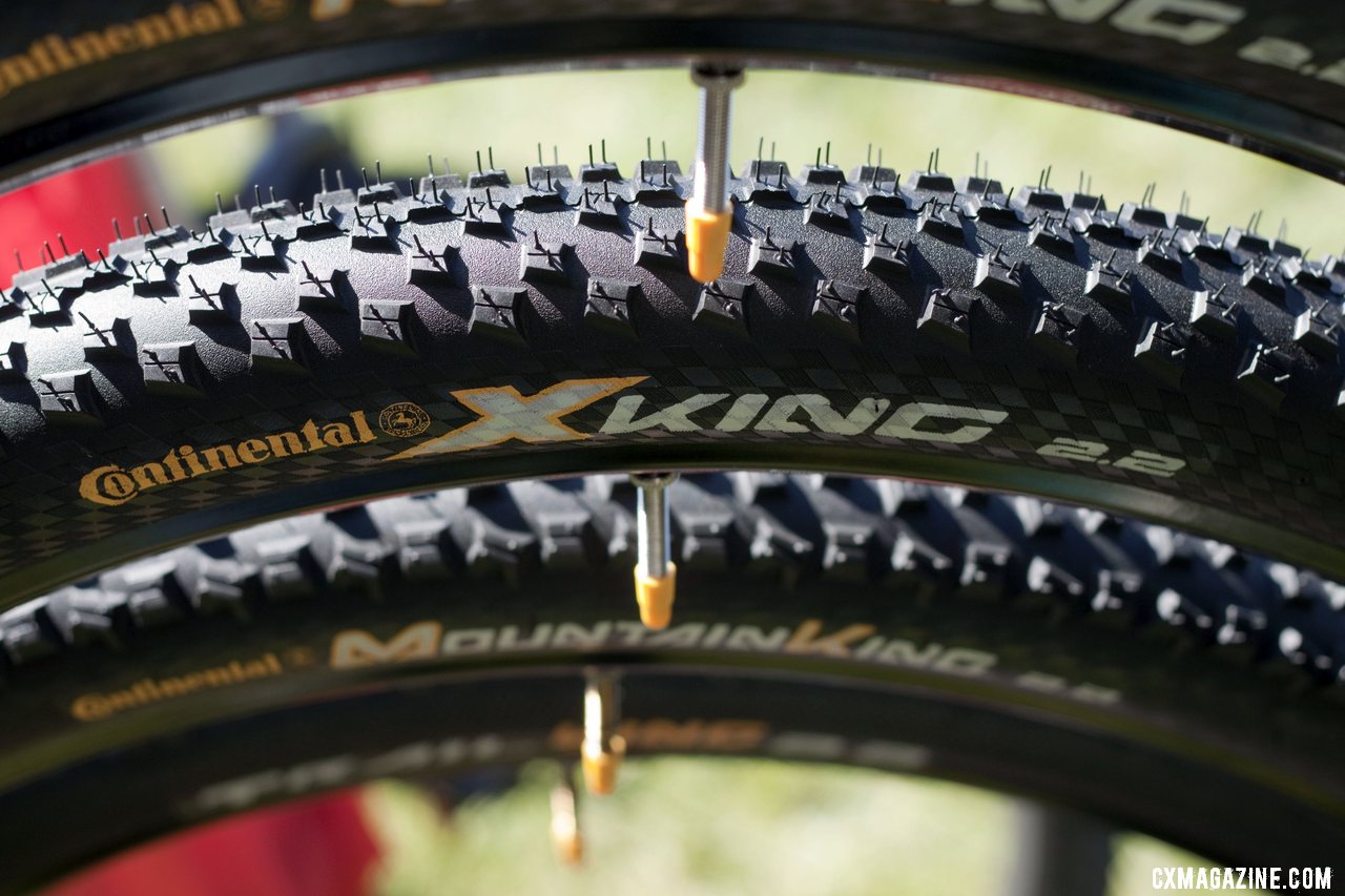 Continental said they\'re finally going to have full production of their long-awaited cyclocross tubulars, and they will featuring a pattern very similar to this XKing mountain bike tire.