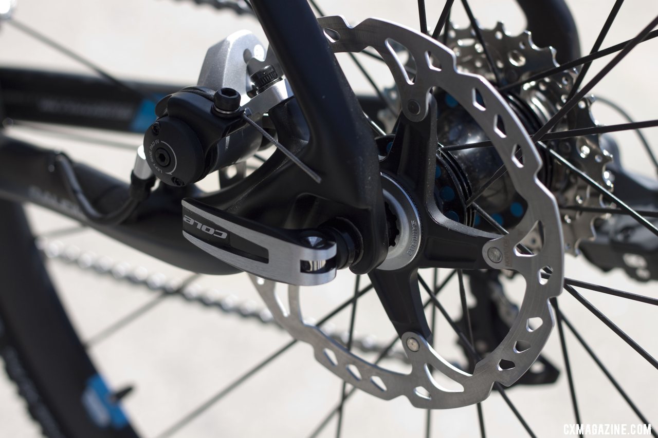 The RXC Pro Disc has Shimano CX75 mechanical disc brakes (not shown) and custom Cole carbon clinchers. ©Cyclocross Magazine