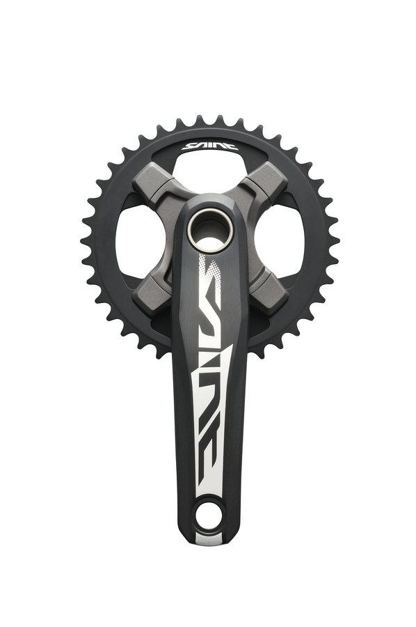 Shimano\'s 2013 Saint Mountain Bike Group\'s single ring, Pressfit-compatible crankset. ©Shimano