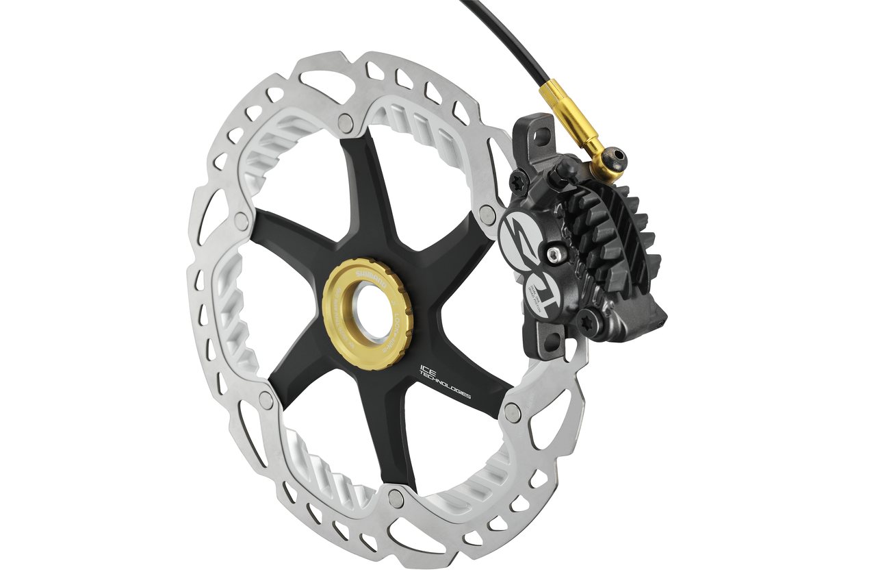 Ice Tech hydraulic brakes - Shimano\'s new 2013 Zee Gravity Component Group. ©Shimano