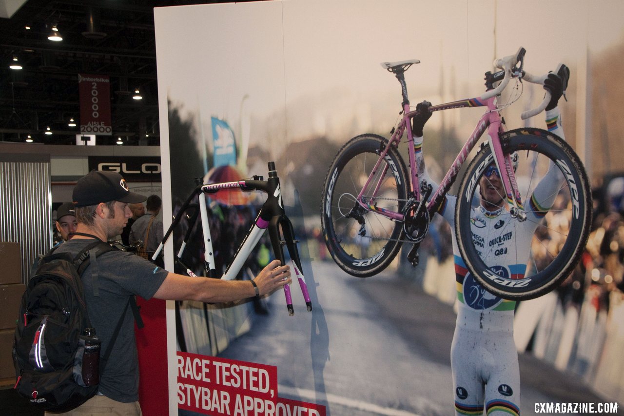 The S-Works Crux and life-sized Stybar poster captured plenty of attention at Interbike 2012. ©Cyclocross Magazine