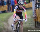 Sanne Cant preparing to dismount. © Bart Hazen / Cyclocross Magazine