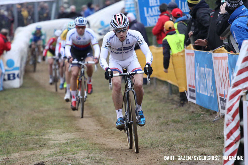 Lars van der Haar at the front of the race. © Bart Hazen / Cyclocross Magazine