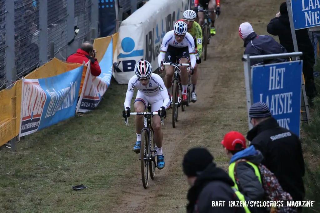 Lars van der Haar leading the field. © Bart Hazen / Cyclocross Magazine