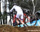 Mathieu van der Poel cresting the run up. © Bart Hazen / Cyclocross Magazine