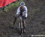 Katie Compton negotiating the off-camber mud. © Bart Hazen / Cyclocross Magazine